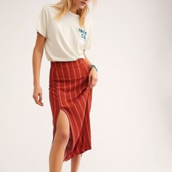 LIKE NEW Free People Sydney Printed Midi Skirt with Slit - Picture 1 of 8